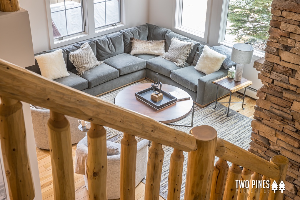 Living room with Wood Burning Fireplace
