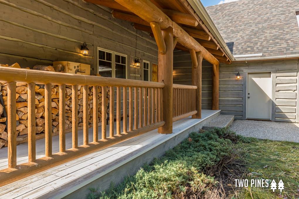 Covered Front Porch with Extra Firewood Storage