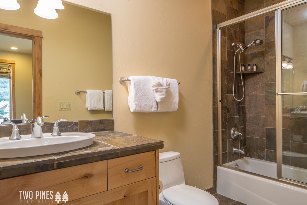 Upstairs Jack and Jill Loft Bathroom with Walk In Shower with New Countertops