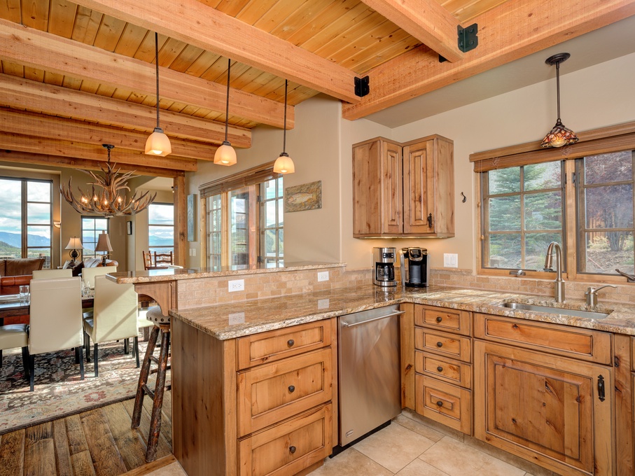 Kitchen with marble countertops