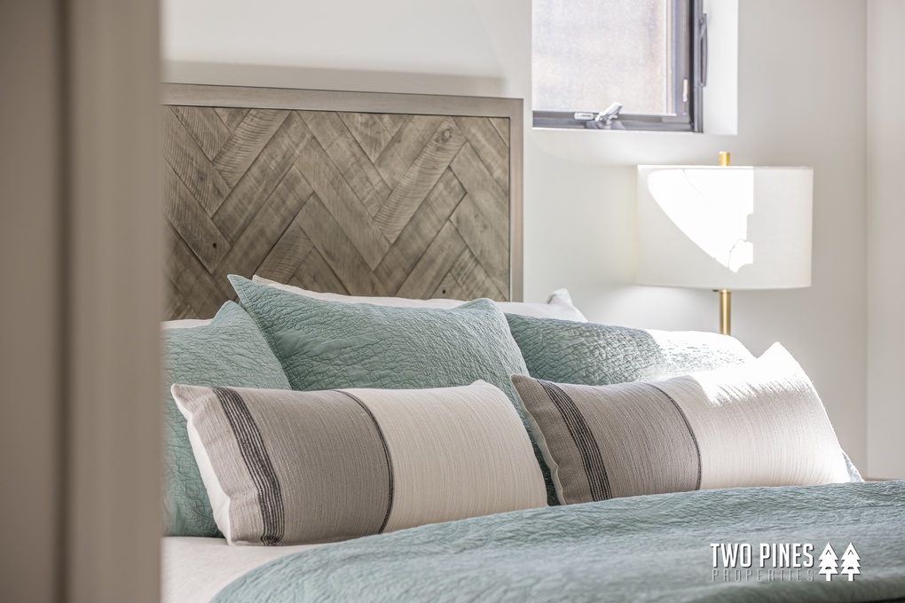 Primary bedroom with queen bed