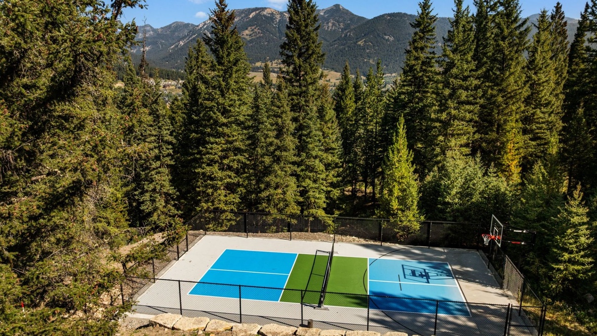 Pickleball and Basketball Court Aerial View