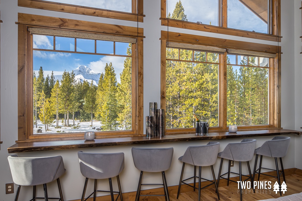 Custom Walnut Live Edge Bar with Incredible Views of Lone Peak