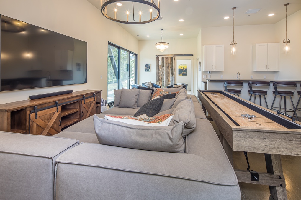 Lower Level Living Space with Shuffleboard