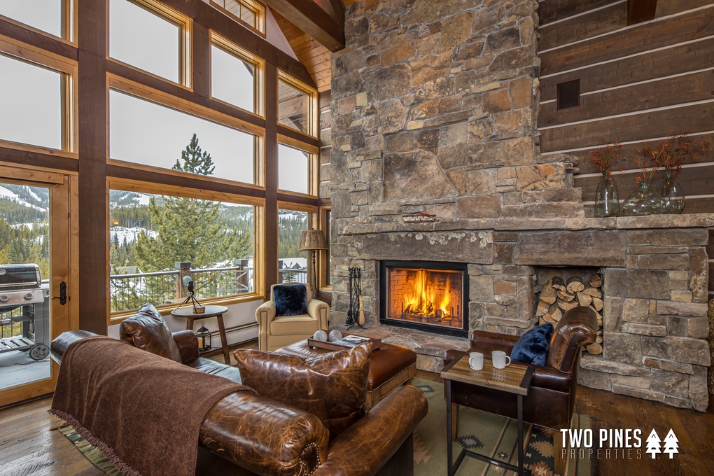 Living Room with Wood Burning Fireplace