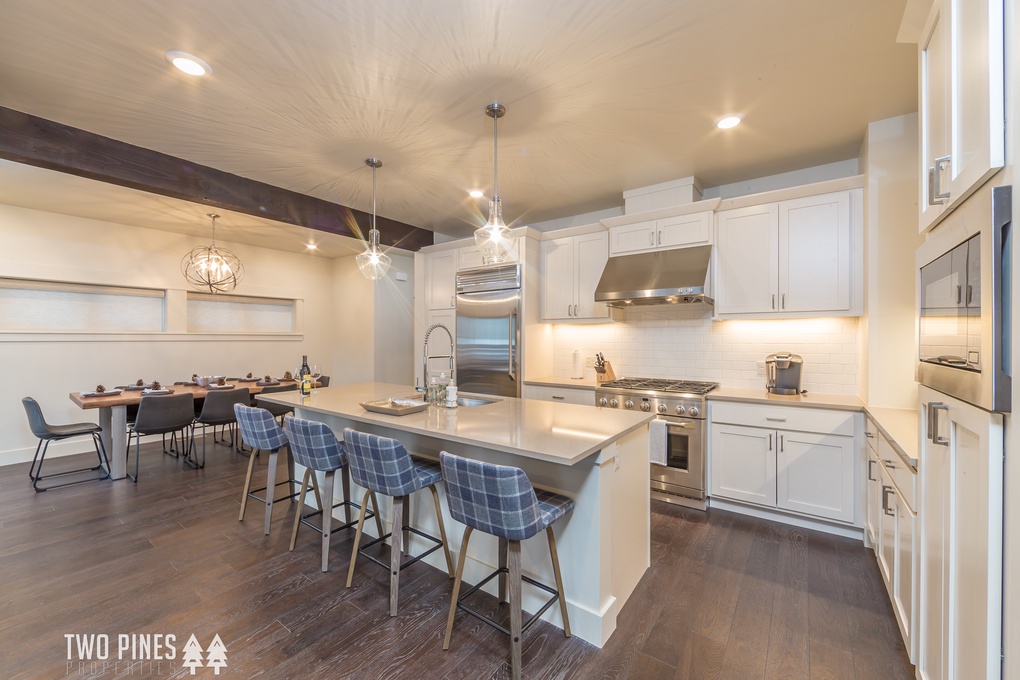 Open kitchen and dining area