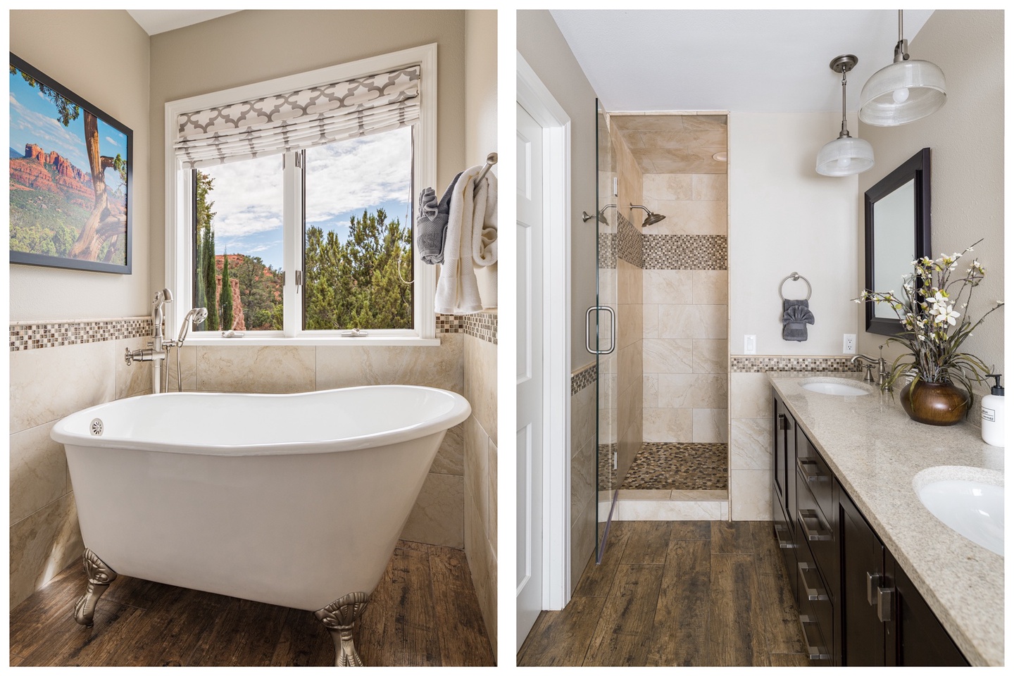 Soaking tub and walk-in shower