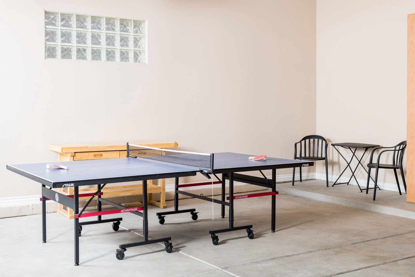 Ping pong table in garage