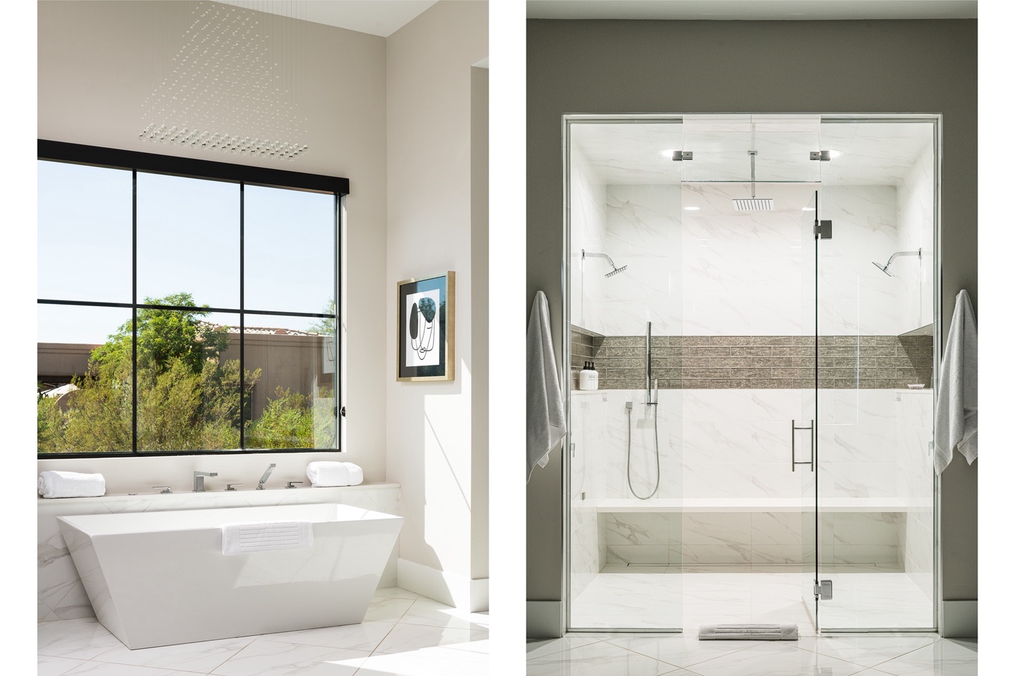 Master bathroom steam shower and tub