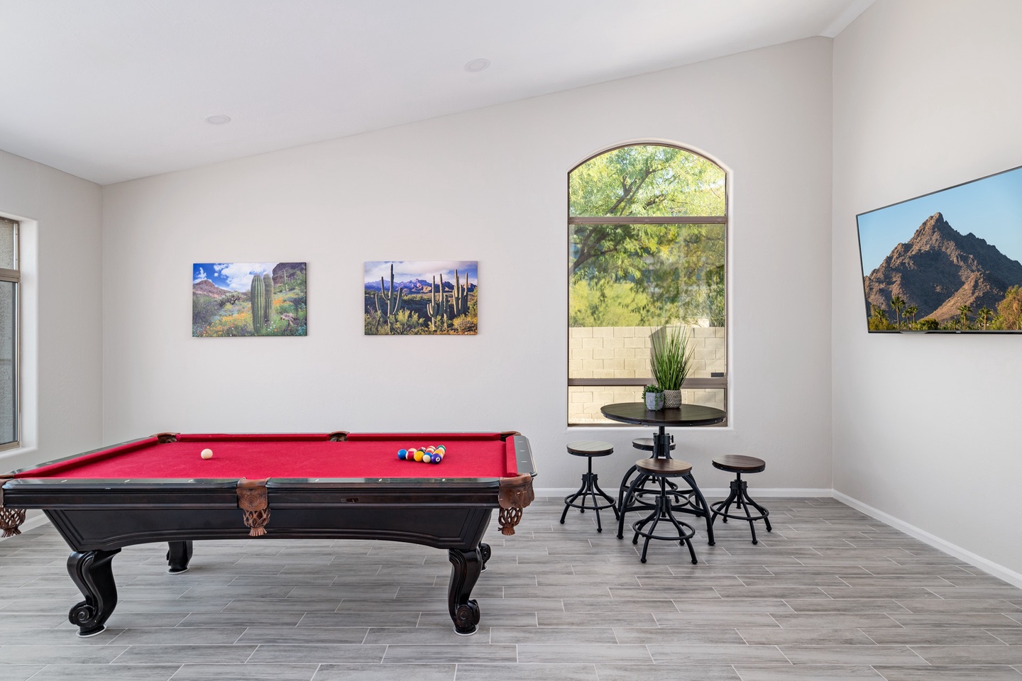 Family room set up with a billiards table