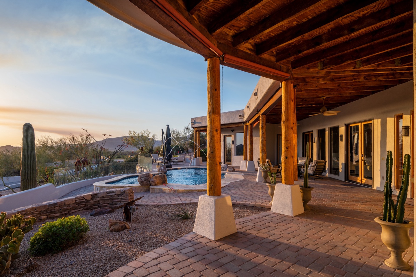 Long covered patio