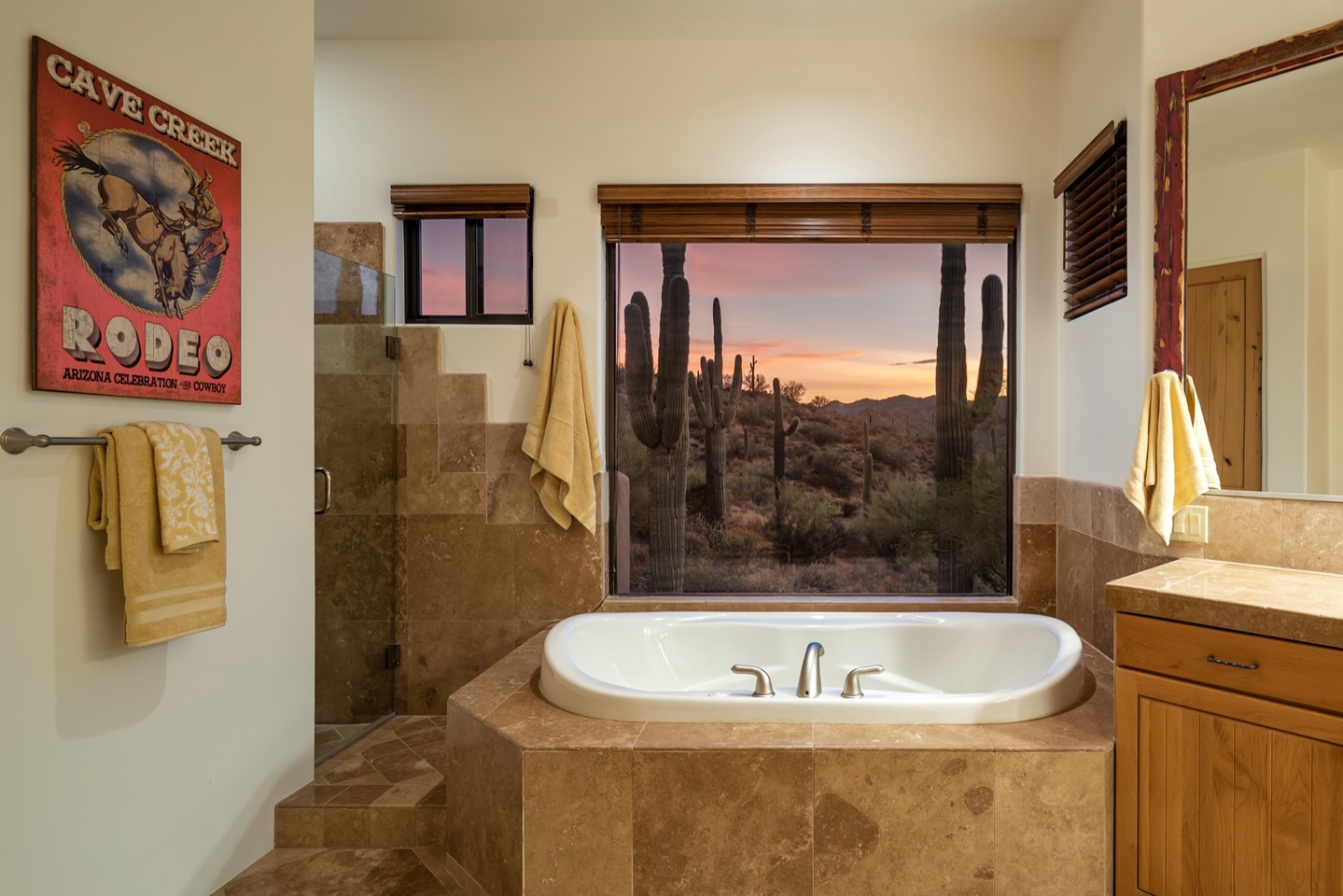 Jetted tub, large walk in shower, and yes... more views