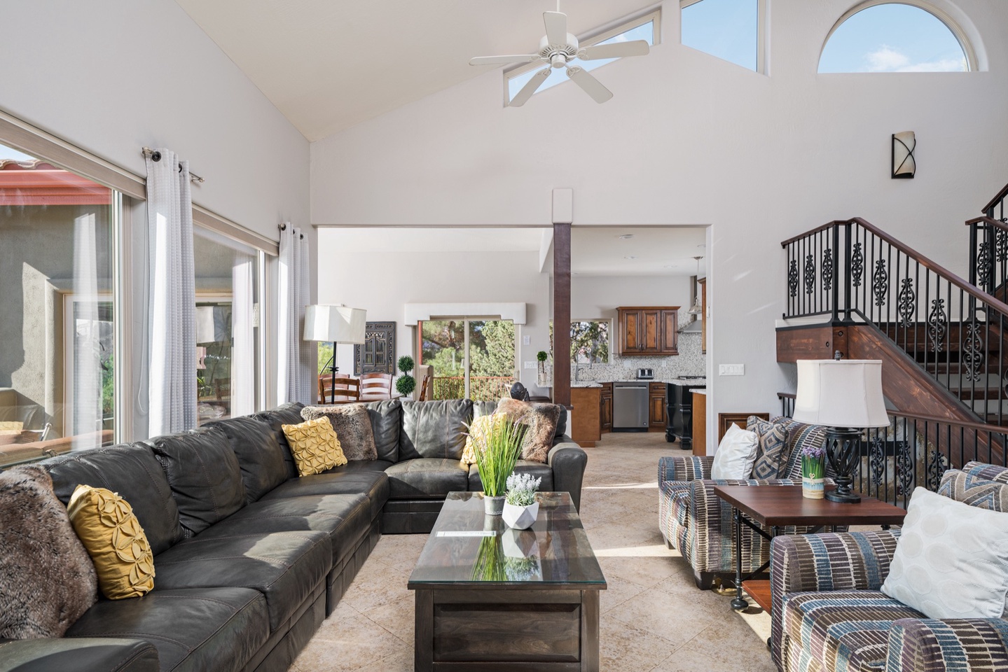 Open floor-plan flowing into kitchen