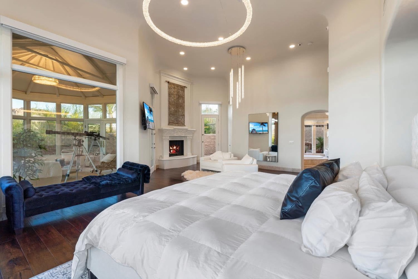 Luxurious master bedroom with an Alaskan King