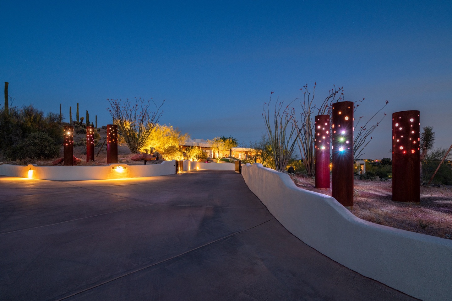 Entry way lit up with beautiful features