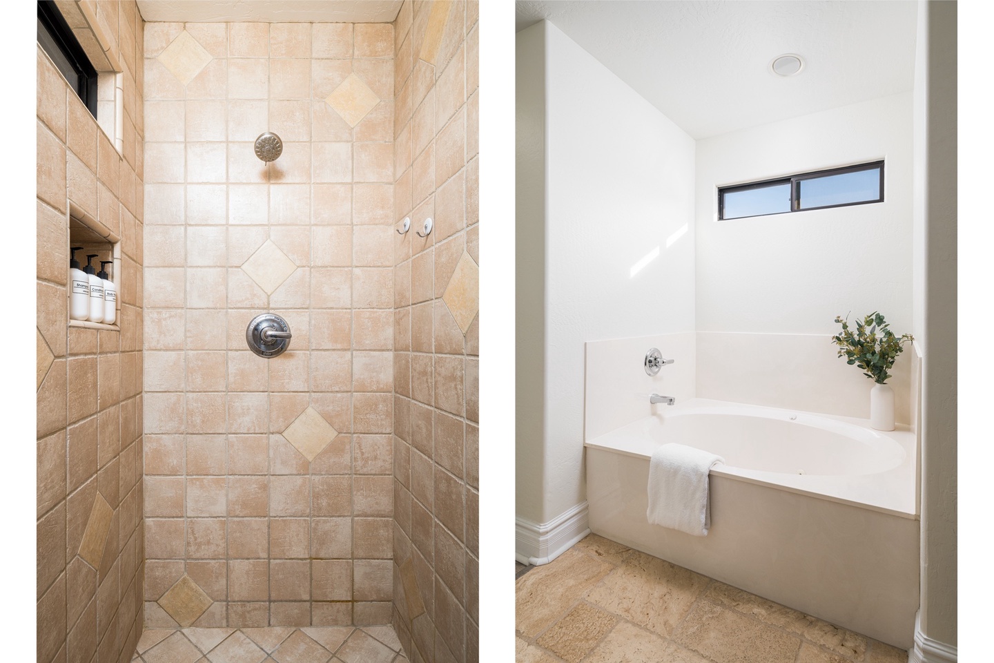 Walk-in shower and soaking tub