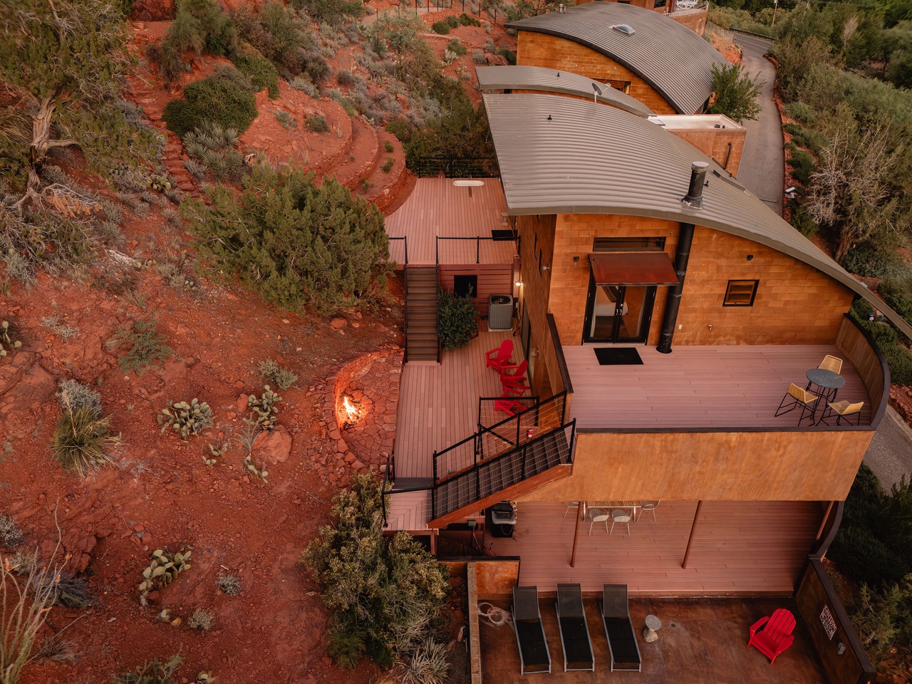 Multi-level decks for gathering & taking in the scenery