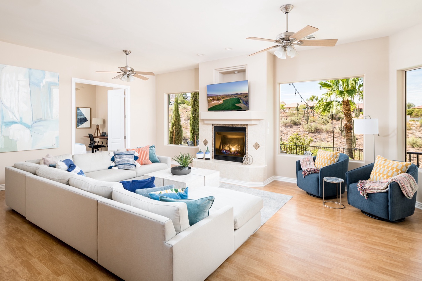 Seating area in lower level living room