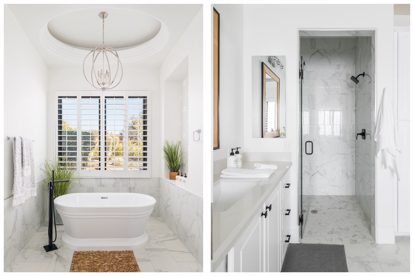 Soaking tub and large walk-in shower