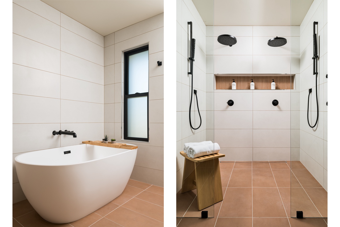 Soaking tub and walk-in shower