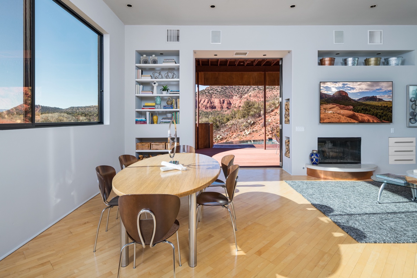 Spacious dining space with a view