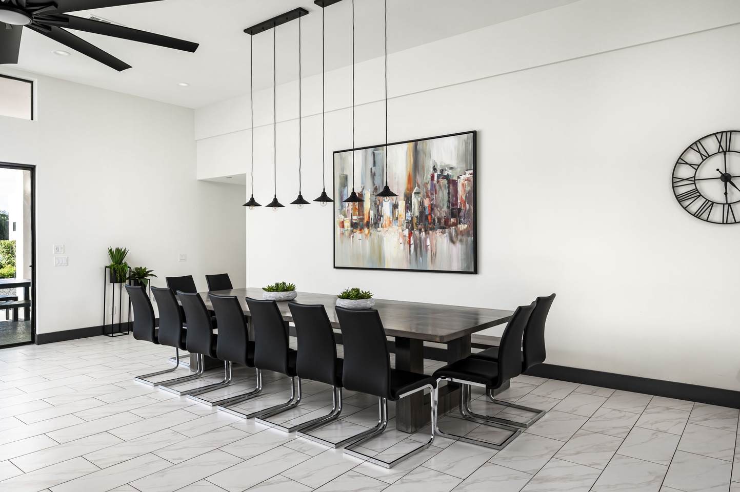 Dining table with seating for 18