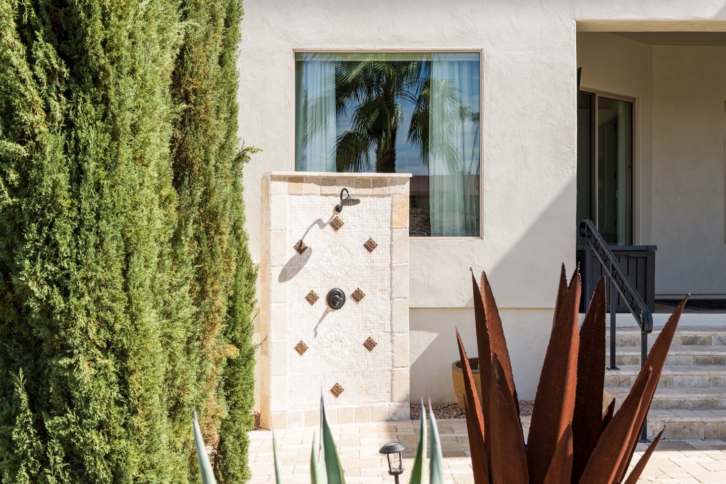 Rinse off in the outdoor shower