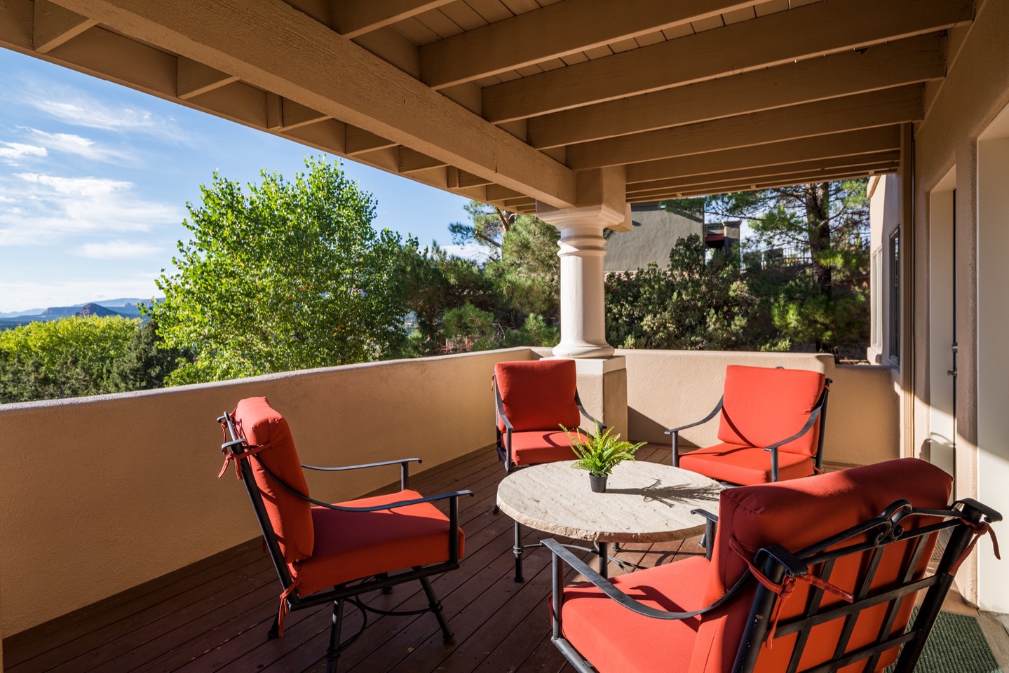 Private balcony with comfortable seating