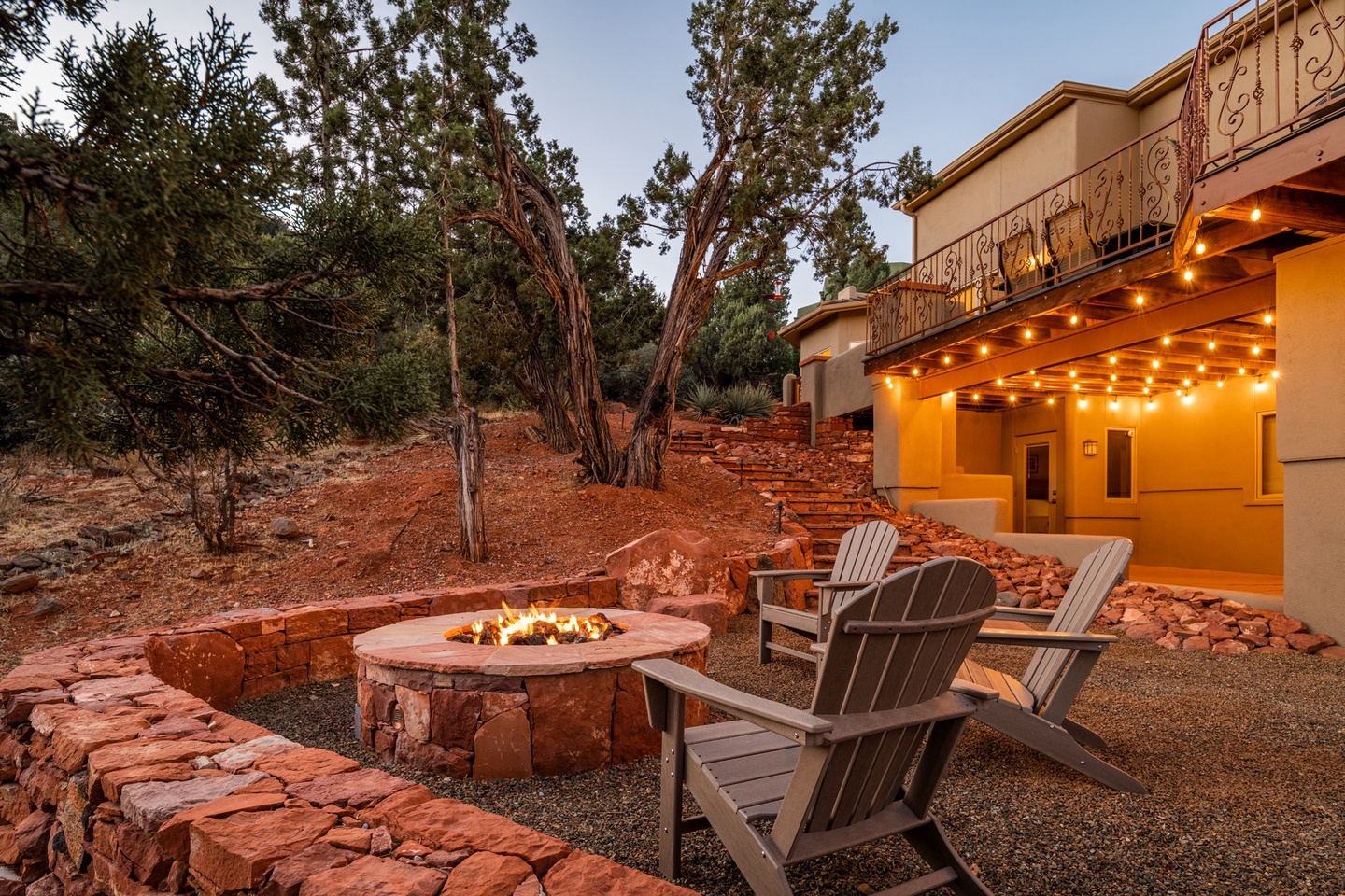 Gas lined fire-pit for evening conversations