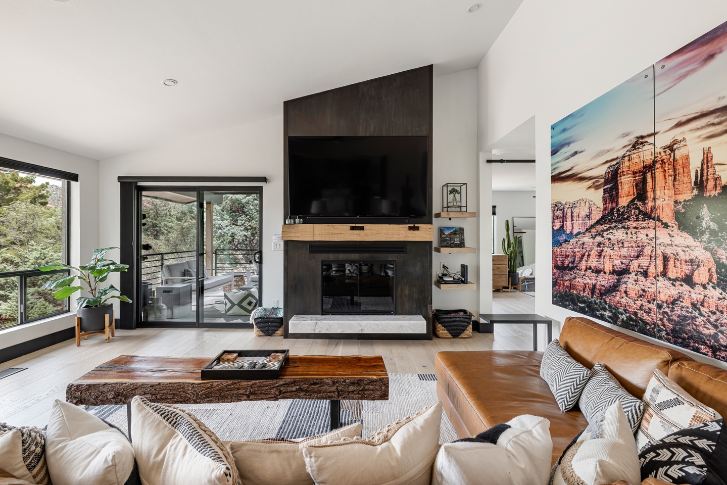 Living room with wall mounted TV