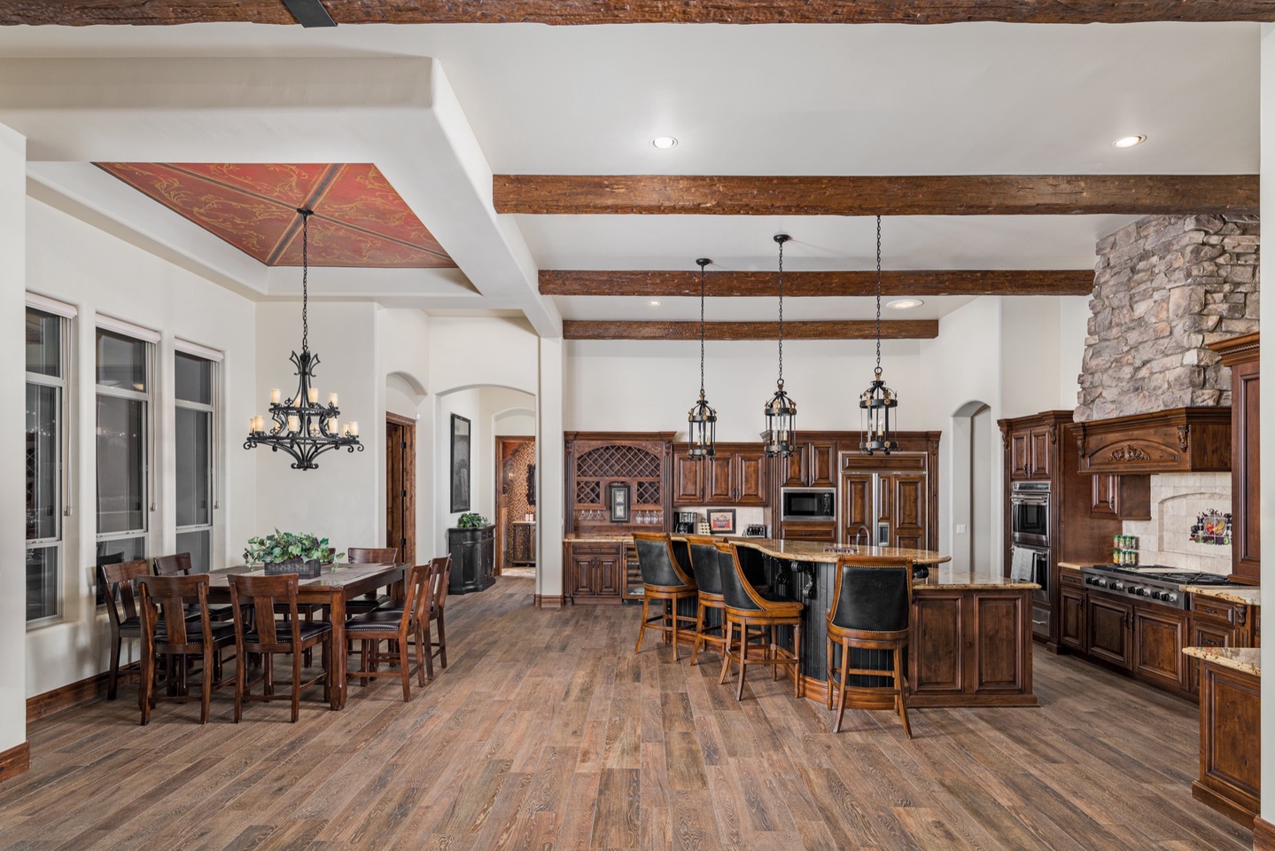 Spacious kitchen and living room space