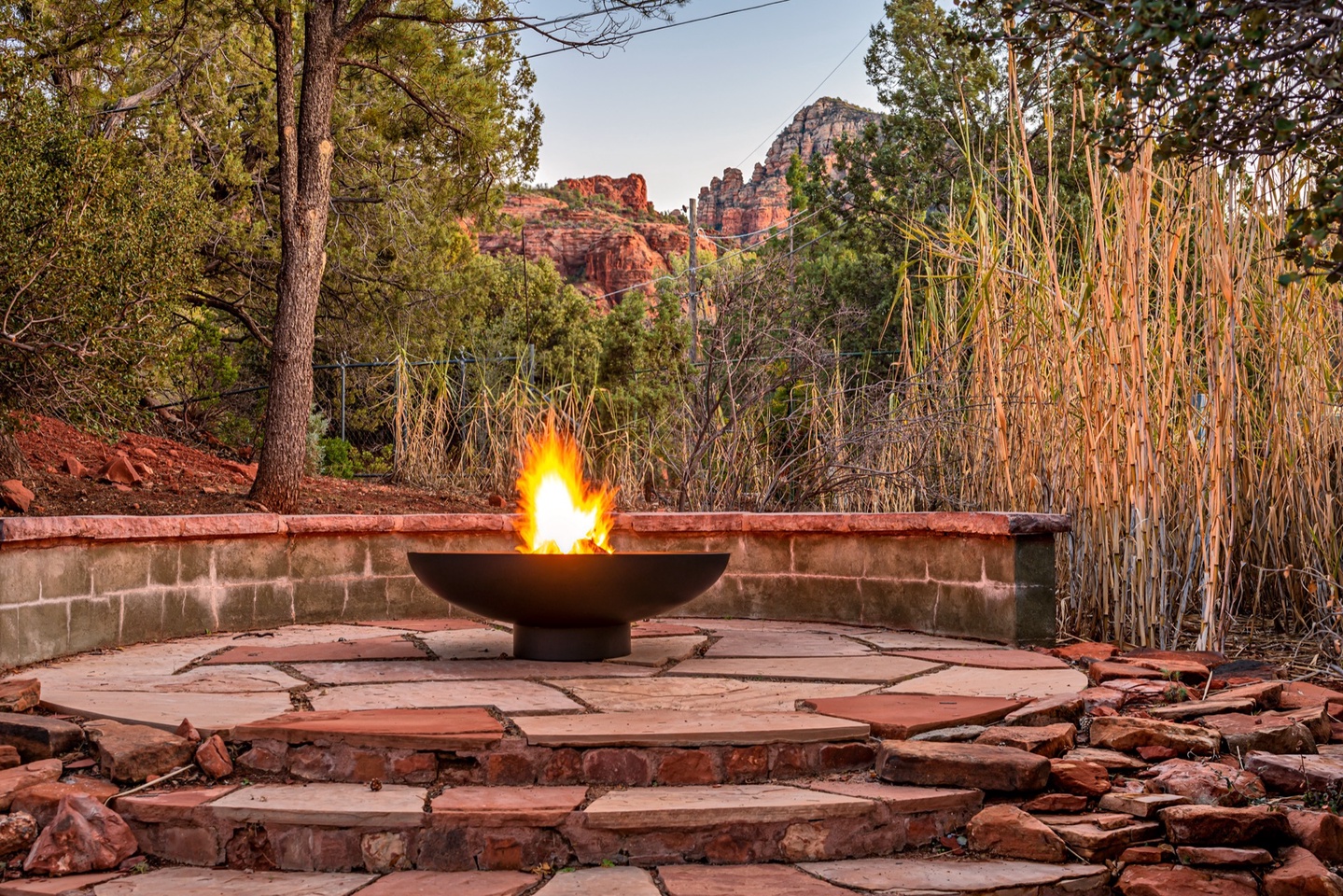 Built in fire-pit with ample seating