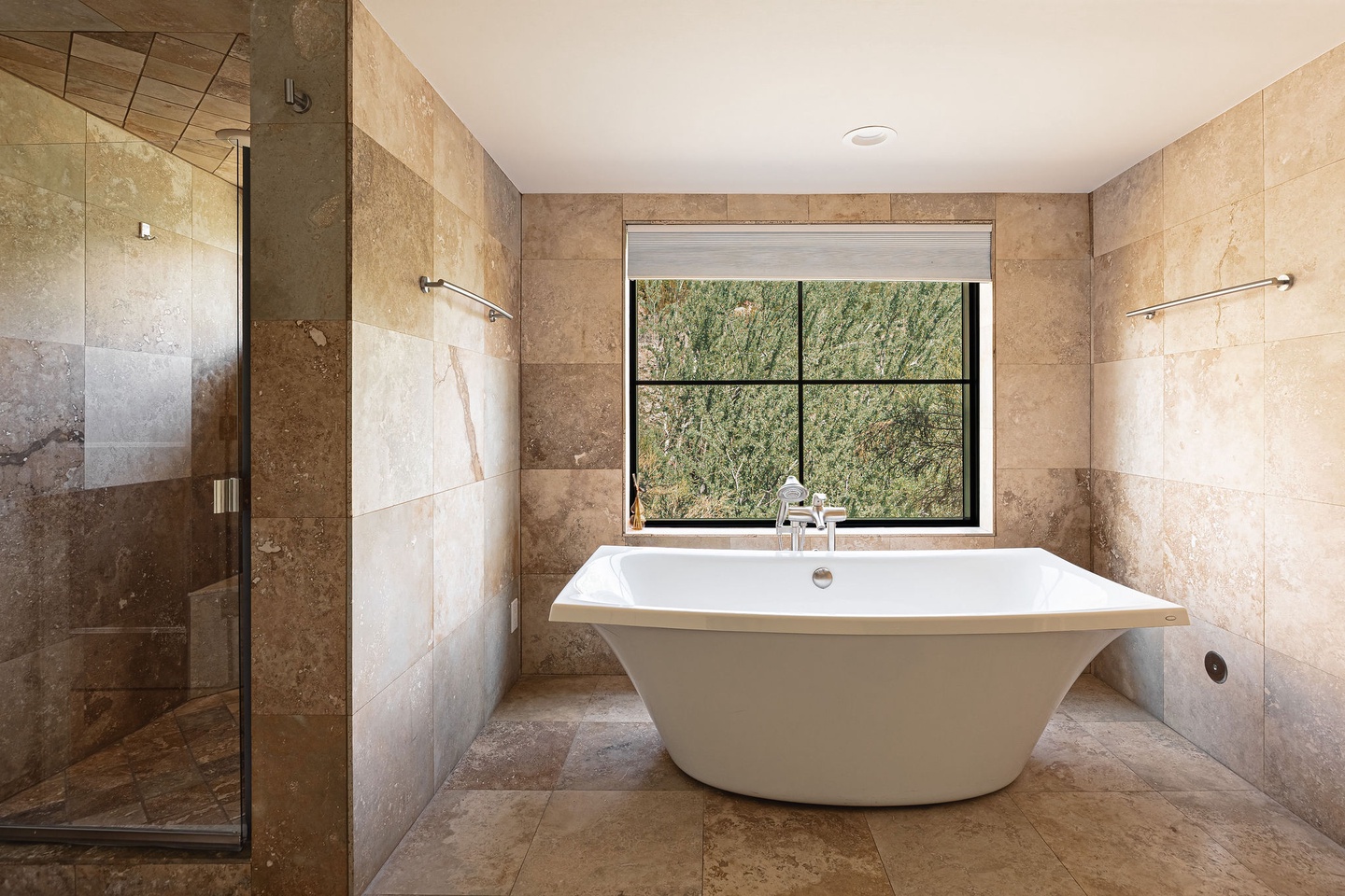 Soaking tub and walk-in shower
