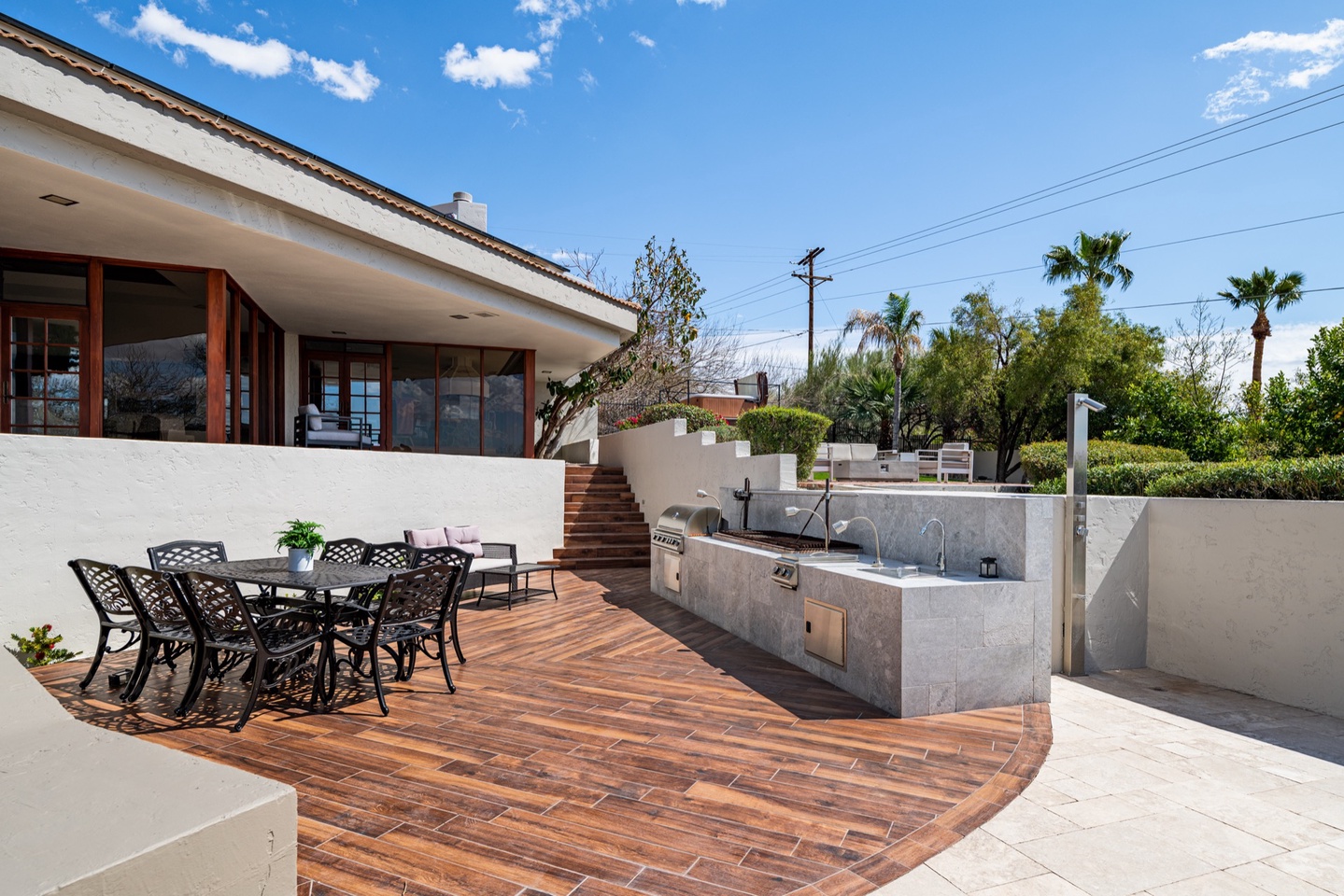 Outdoor dining near BBQ