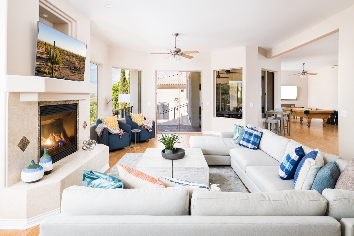 Spread out and relax in lower level family room