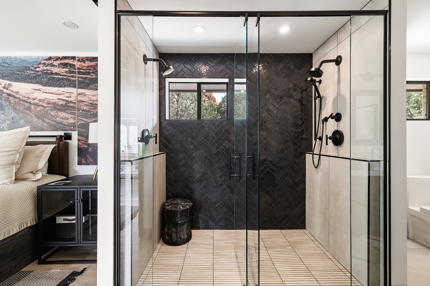 Spacious walk-in shower