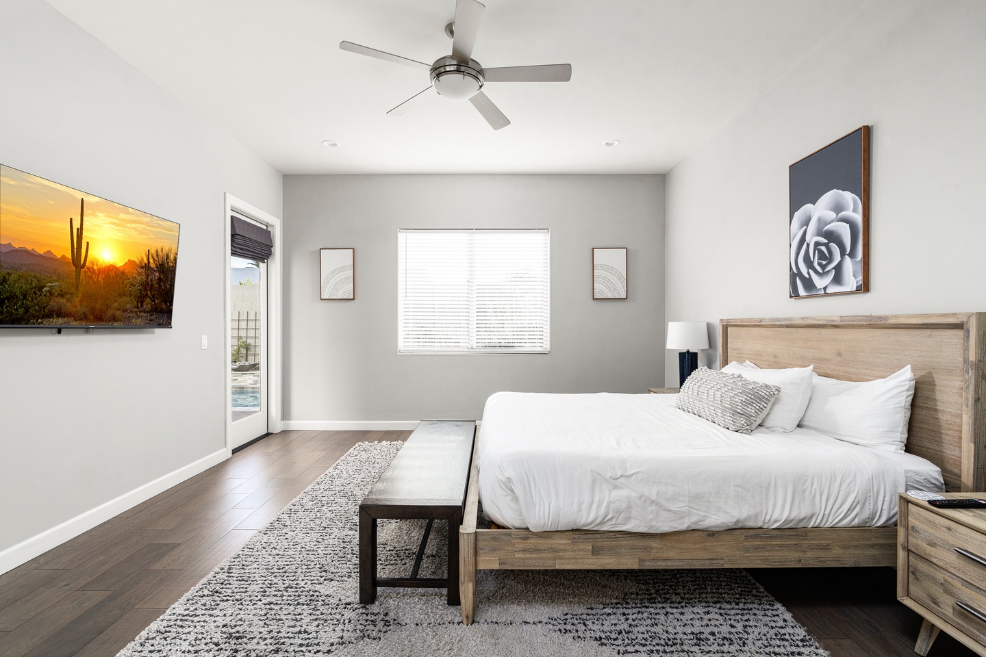 Primary Master Bedroom (lower level) w/ access to patio