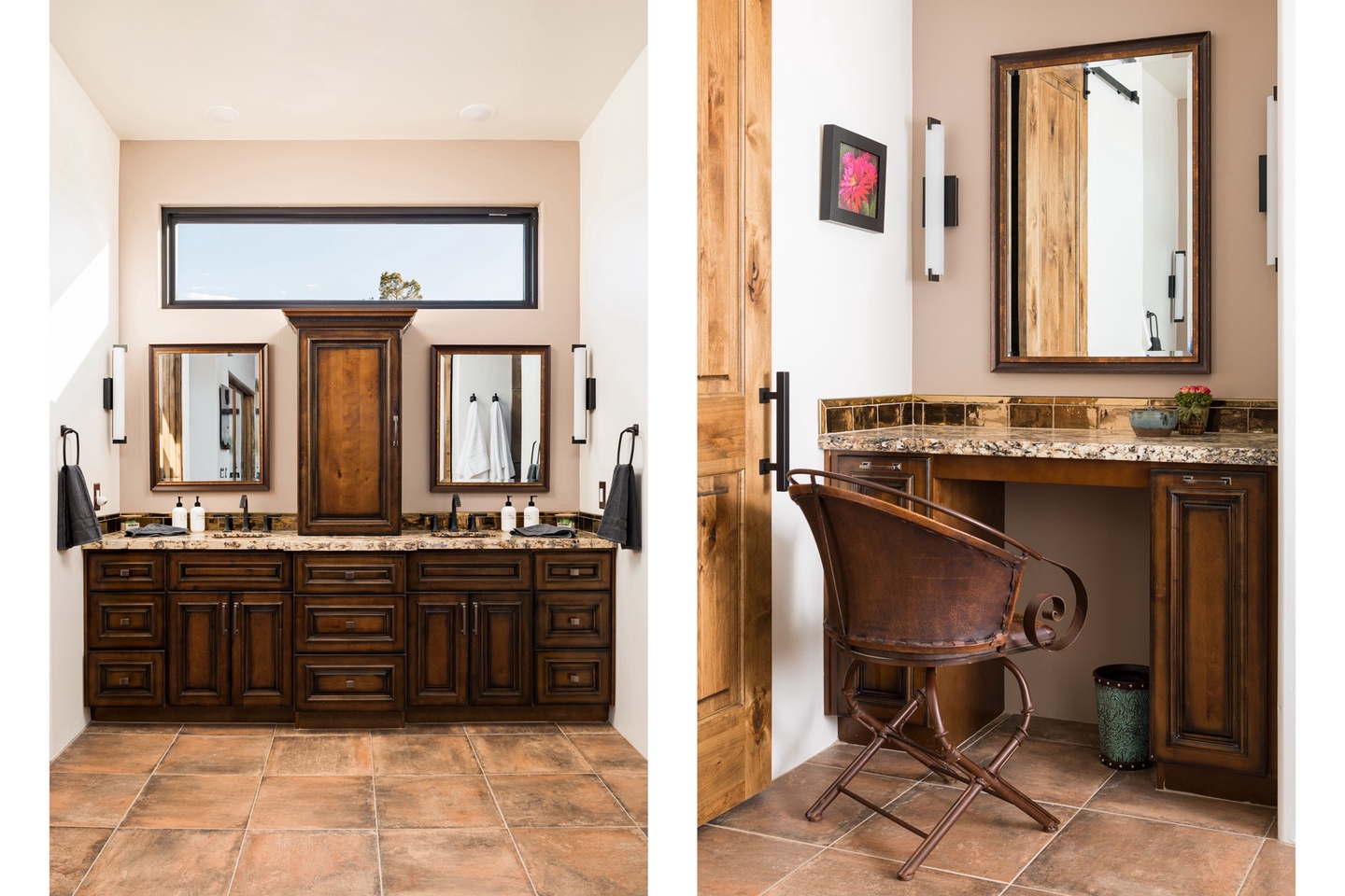 Master bathroom dual sinks and private vanity