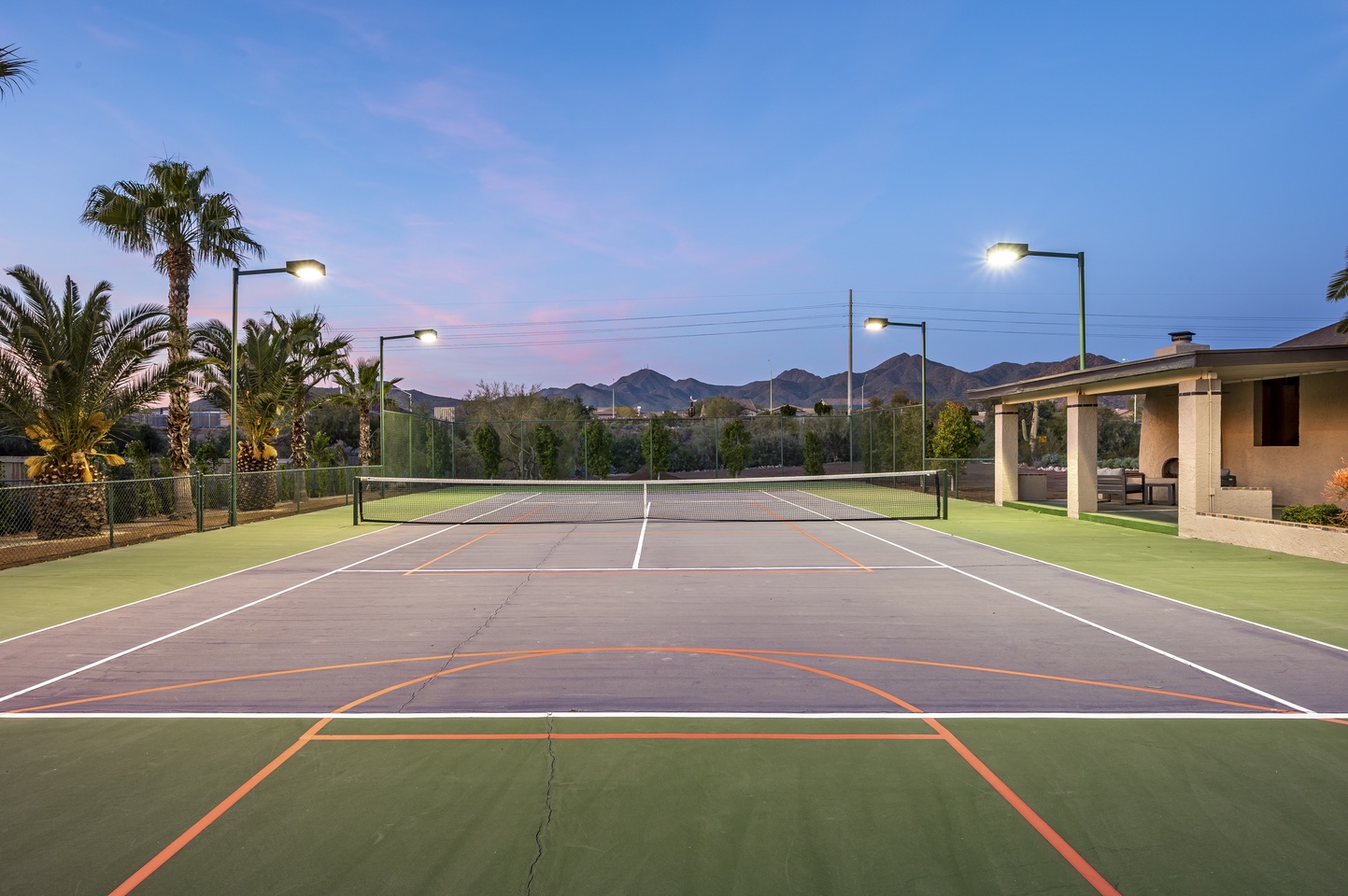 Full sized sports court with a view