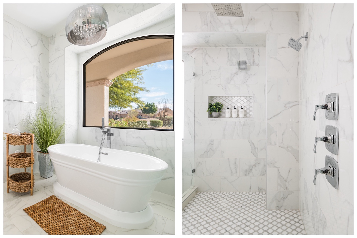 Soaking tub and large walk-in shower