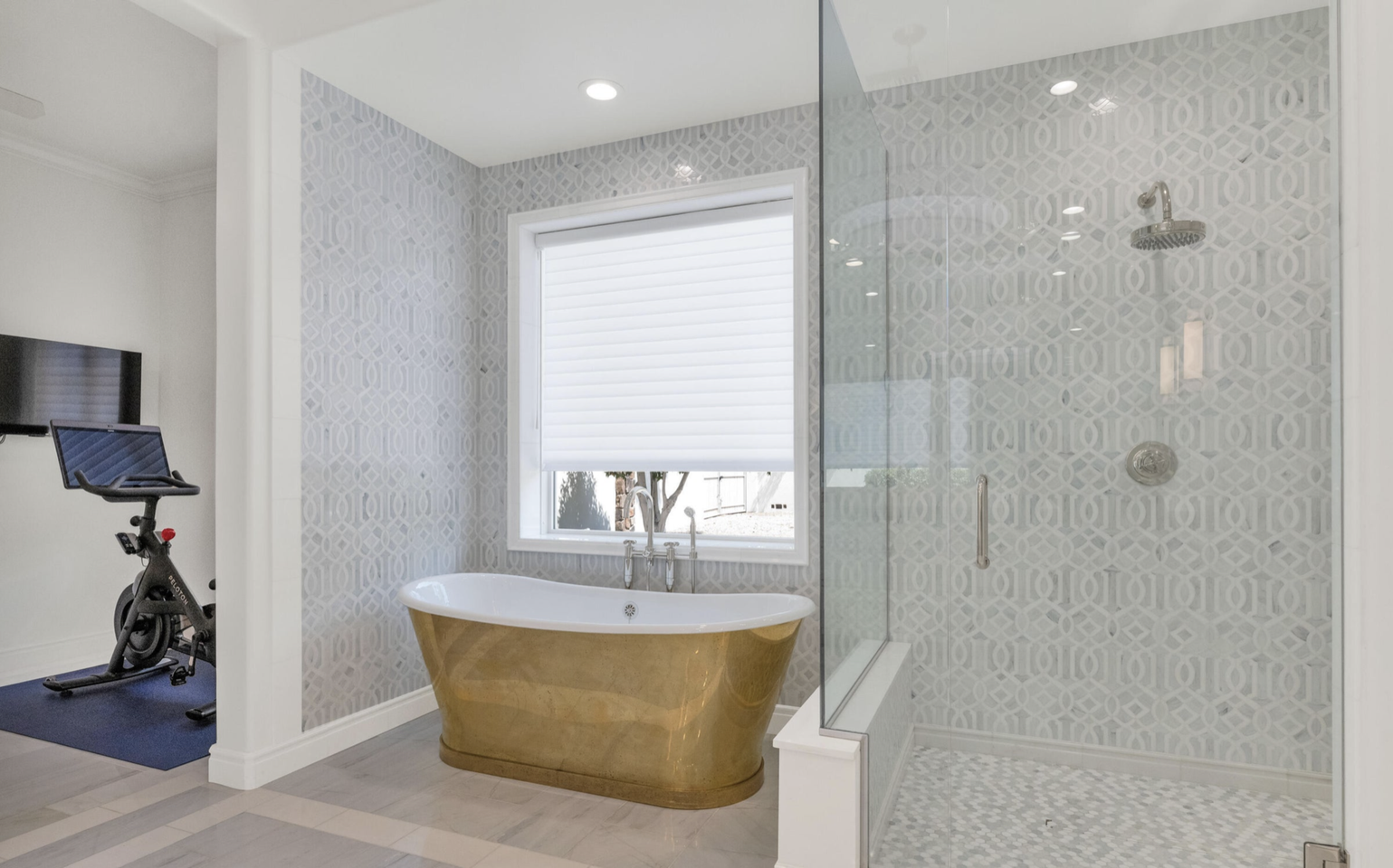 Luxurious master bathtub and walk-in shower