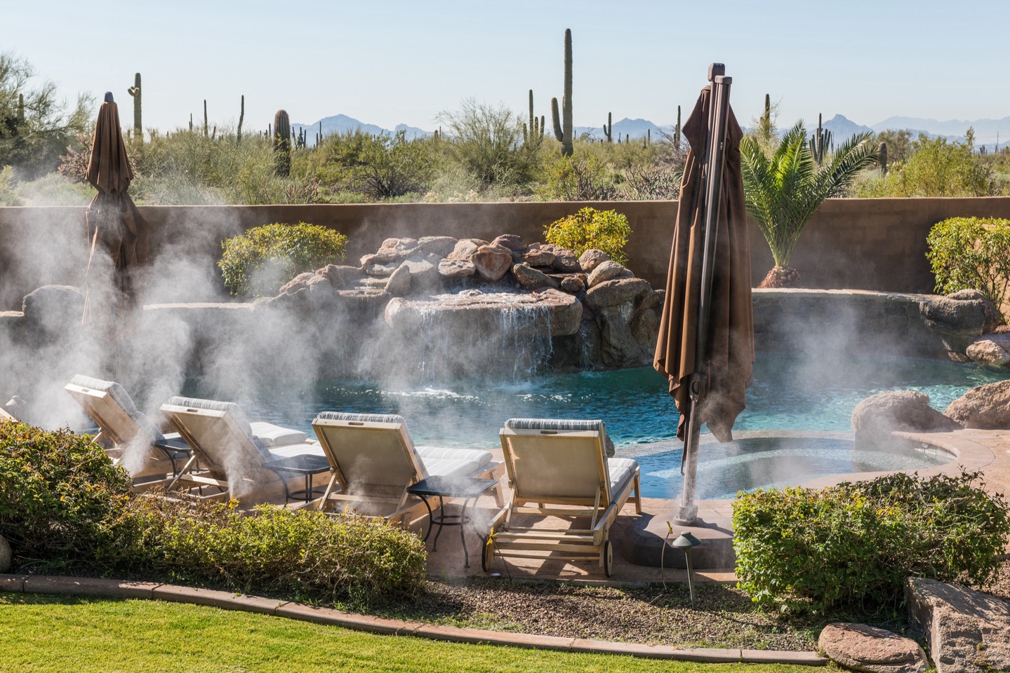 In-ground pool-side misters