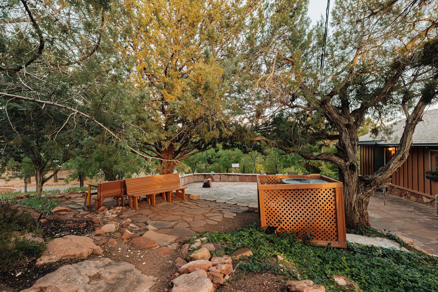 Spacious patio in front of guest space